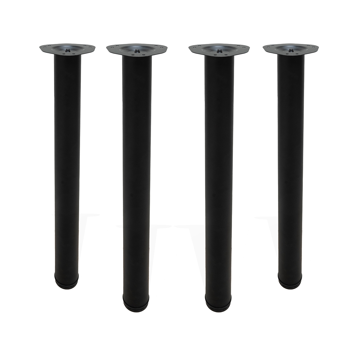 MS Beschläge 4er Set Metall Möbelfüße 710mm Schwarz matt Ø60mm Tischbeine höhenverstellbar Image