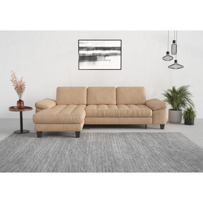 Ecksofa SIT & MORE "Westham L-Form", braun (macciato), B:275cm H:88cm T:172cm, 100% Polyester, Sofas, Recamiere, mit oder ohne Bettfunktion, Bettkasten, Füße wengefarben Image