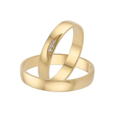 Trauring FIRETTI "Schmuck Geschenk Gold 375 Hochzeit Ehering "LIEBE" Gr. 19, gold (gelbgoldfarben), Fingerringe, 19, ohne Brillanten, Gelbgold 585, 3,5mm, Made in Germany, wahlweise mit oder ohne Brillanten Image