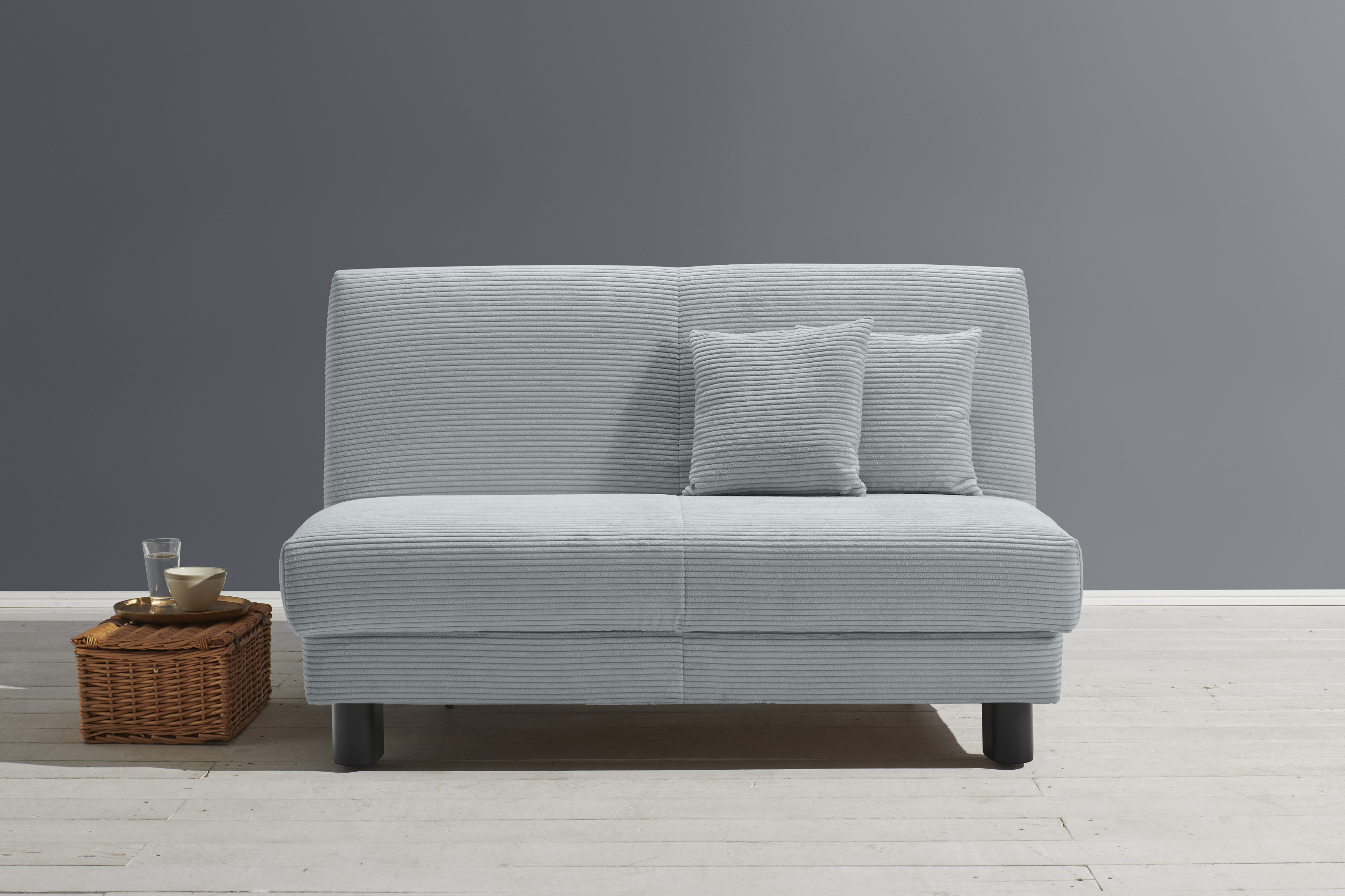 Schlafsofa ELL + ELL "Enny", blau (hellblau), B:125cm H:90cm T:100cm, 92% Polyester 8% Nylon, Sofas Image