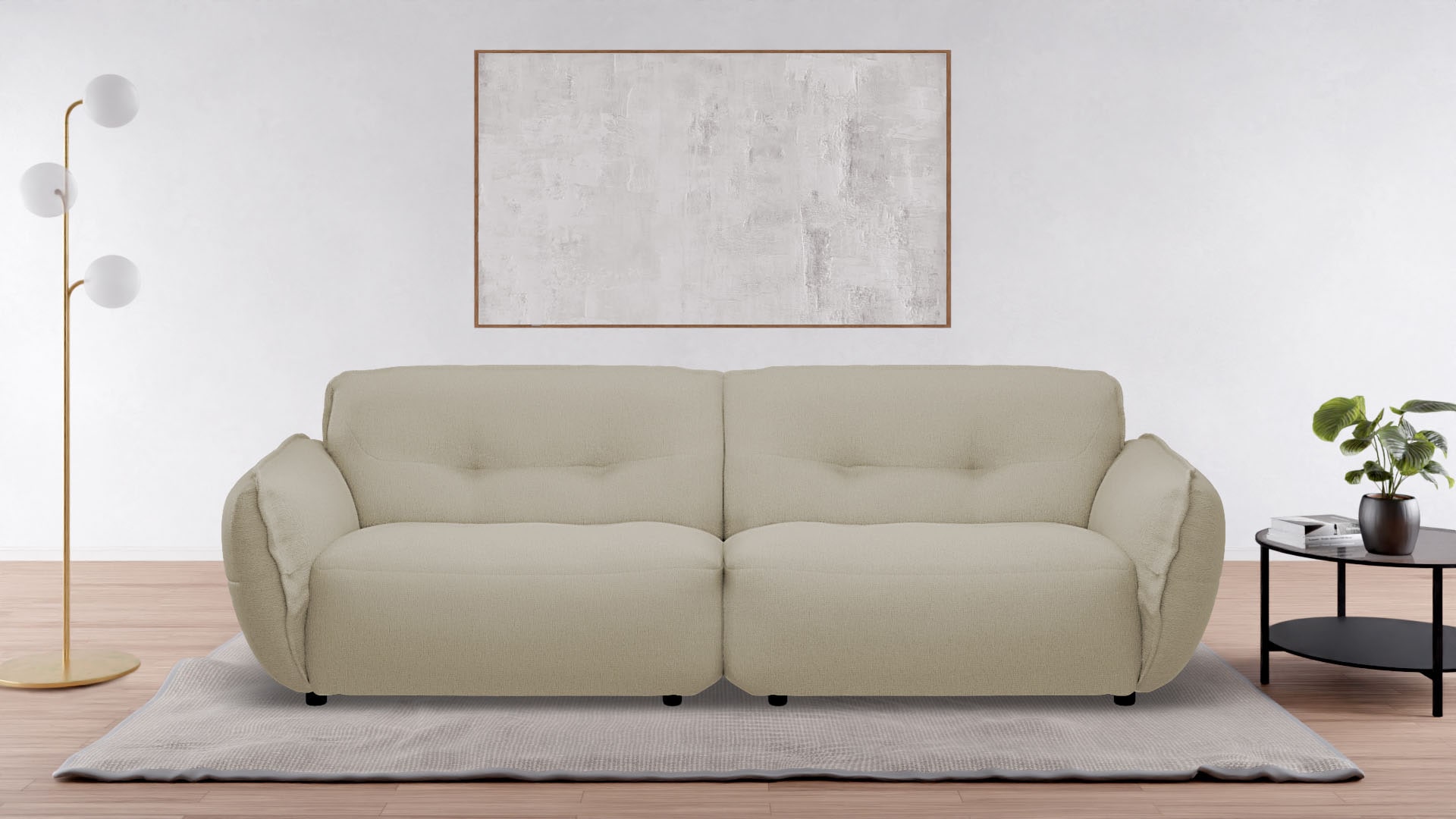 4-Sitzer BETYPE "Be Fluffy Mega Sofa, viel Platz, XXL Couch, Breite 283cm, bequem", beige (cream), B:283cm H:87cm T:120cm, 100% Polyester, Sofas, Softes Sitzgefühl, moderne Kedernaht, hochwertiger Bezug