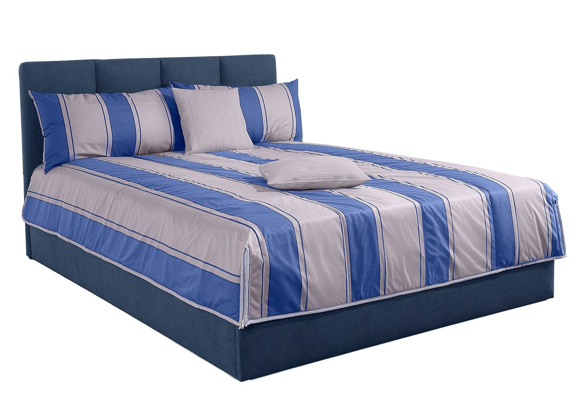 Polsterbett, blau, B:150cm L:210cm, Bezug Bett: Microfaser (100% Polyester);Bonnell-Federkernmatratze: 51% Polypropylen, 39% Polyester und 10% Baumwolle;Kaltschaummatratze: 100% Polyester, Bezug abnehm- und waschbar bis 60C, WESTFALIA SCHLAFKOMFORT,...