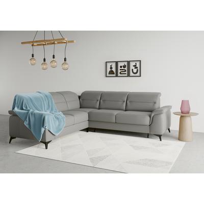 Ecksofa SIT & MORE "Sinatra L-Form", grau (steel), B:251cm H:85cm T:231cm, 100% Polyester, Sofas, optinal mit Kopfteilverstellung und Armteilfunktion, Metallfüße Image