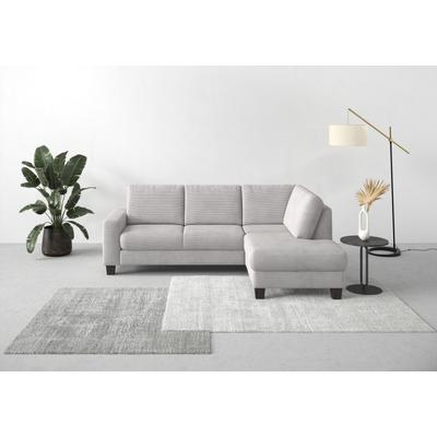 Ecksofa HOME AFFAIRE "Summer L-Form", silber, B:236cm H:91cm T:170cm, 95% Polyester, 5% Polyamid, Sofas, mit Ottomane, mit oder ohne Bettfunktion und Bettkasten, Cord-Bezug Image