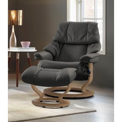 Relaxsessel STRESSLESS "Reno", grau (rock paloma), B:88cm H:98cm T:78cm, Leder BATICK: BATICK ist ein leicht korrigiertes, durchgefärbtes und genarbtes Möbelleder, bei dem die meisten Unebenheiten und Spuren in der Regel entfernt wurden., Leder... Image