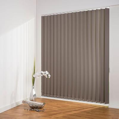 Lamellenvorhang LIEDECO "Lamellenvorhang Vertikalanlage Verdunkelung - 127 mm Lamelle" Gr. 5, braun (braun, weiß), B:200cm H:180cm, Jalousien, Kürzbare Vertikalanlage Verdunkelung Image