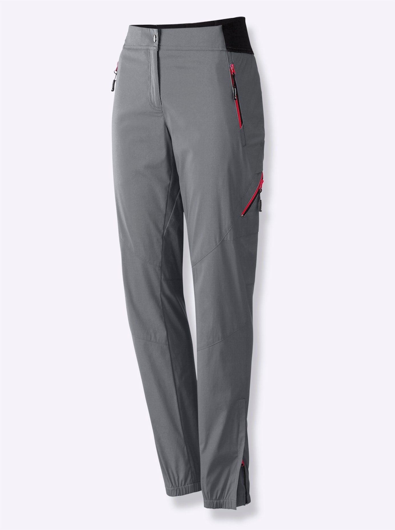 Funktionshose CASUAL LOOKS, Damen, Gr. 54, Normalgrößen, grau, 55% Baumwolle, 42% Polyamid, 3% Elasthan, gemustert, mehrfarbig, unifarben, lang, Hosen Funktionshose