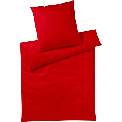 Bettwäsche YES FOR BED "Pure & Simple Uni in Gr. 135x200, 155x220 oder 200x200 cm", rot, B/L: 155cm x 200cm, , Mako-Satin, B/L: 80cm x 80cm, Mako-Satin, Obermaterial: 100% Baumwolle, Bettwäsche, Bettwäsche aus Baumwolle, zeitlose Bettwäsche mit...