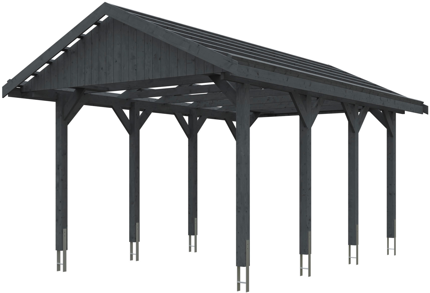 Einzelcarport SKANHOLZ "Wallgau", grau (schiefergrau), B/H/T: 380cm x 215cm x 600cm, Carports, mit Dachlattung Image