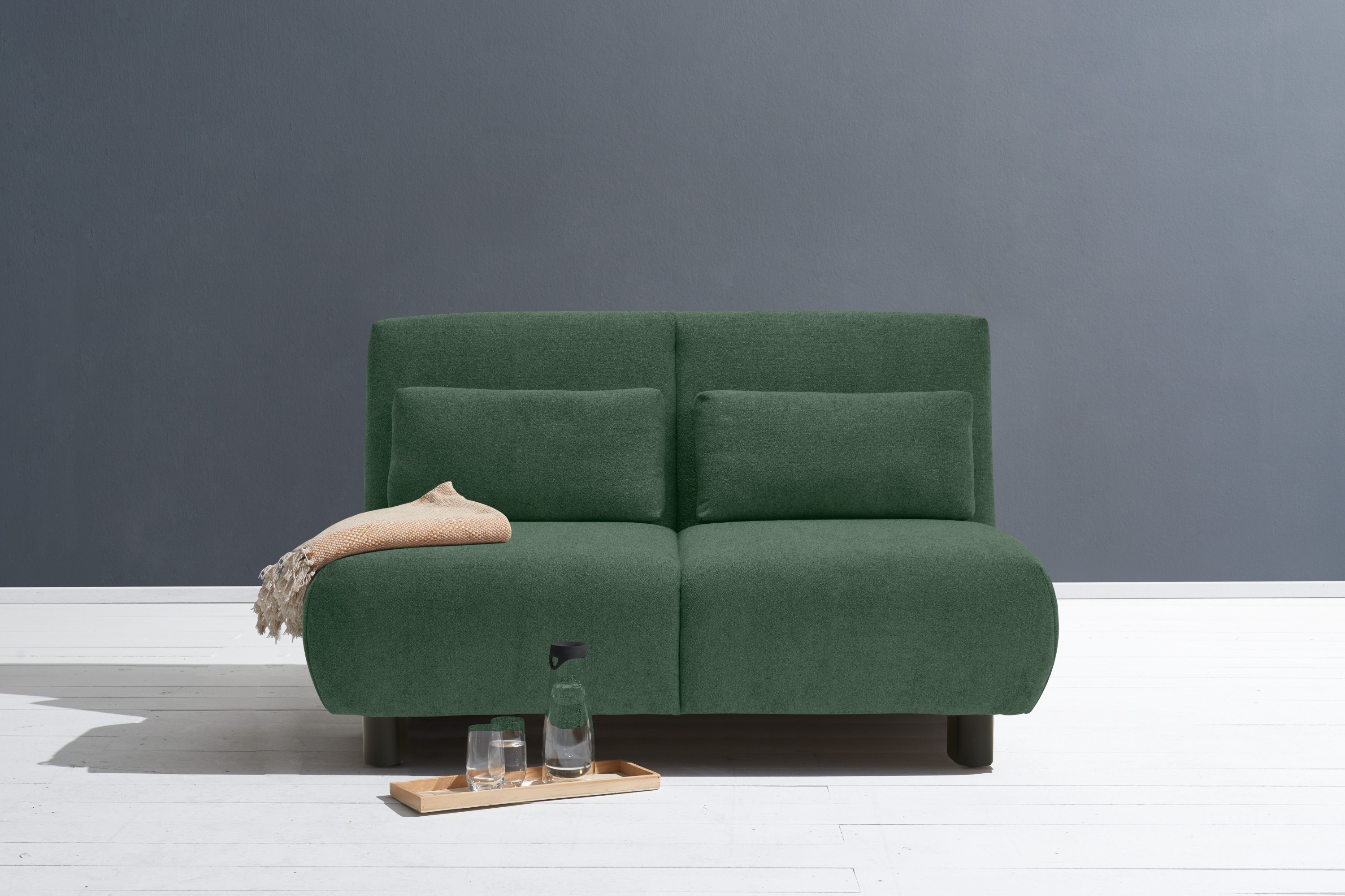 Schlafsofa ELL + ELL "Minou", blau (blaugrün), B:145cm, Sofas, Schlafsofa