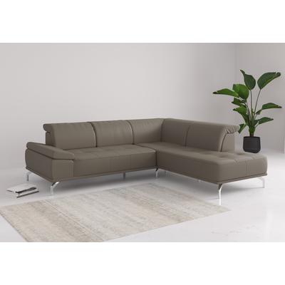 Ecksofa PLACES OF STYLE "Caluna", grau (delphine), B:274cm H:81cm T:235cm, Sofas, Inkl.Sitztiefenverstellung, wahlweise mit Kopf- und Armteilverstellung Image