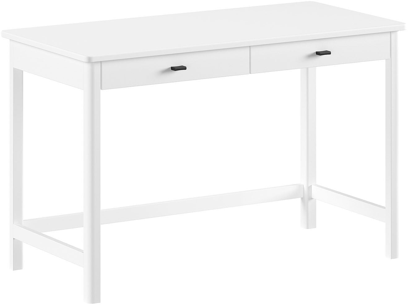 Schreibtisch HOME AFFAIRE "Schreibtisch Forrest aus Massivholz, Made in Europe, zeitloses Design", weiß (buche weiß lackiert, buche weiß lackiert, buche weiß lackiert), B:120cm H:77cm T:60cm, Tische, mit 2 Schubladen (Soft-Close), stabil und...