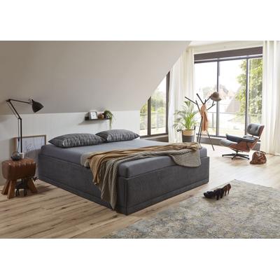 Polsterbett "Texel", schwarz, B:186cm H:34cm L:206cm, Bezug Bett: Veloursstoff 100% Polyester oder Microfaser (100% Polyester), Bonnell-Federkernmatratze: 51% Polypropylen, 39% Polyester und 10% Baumwolle, Kaltschaummatratze: 100% Polyester, Bezug... Image