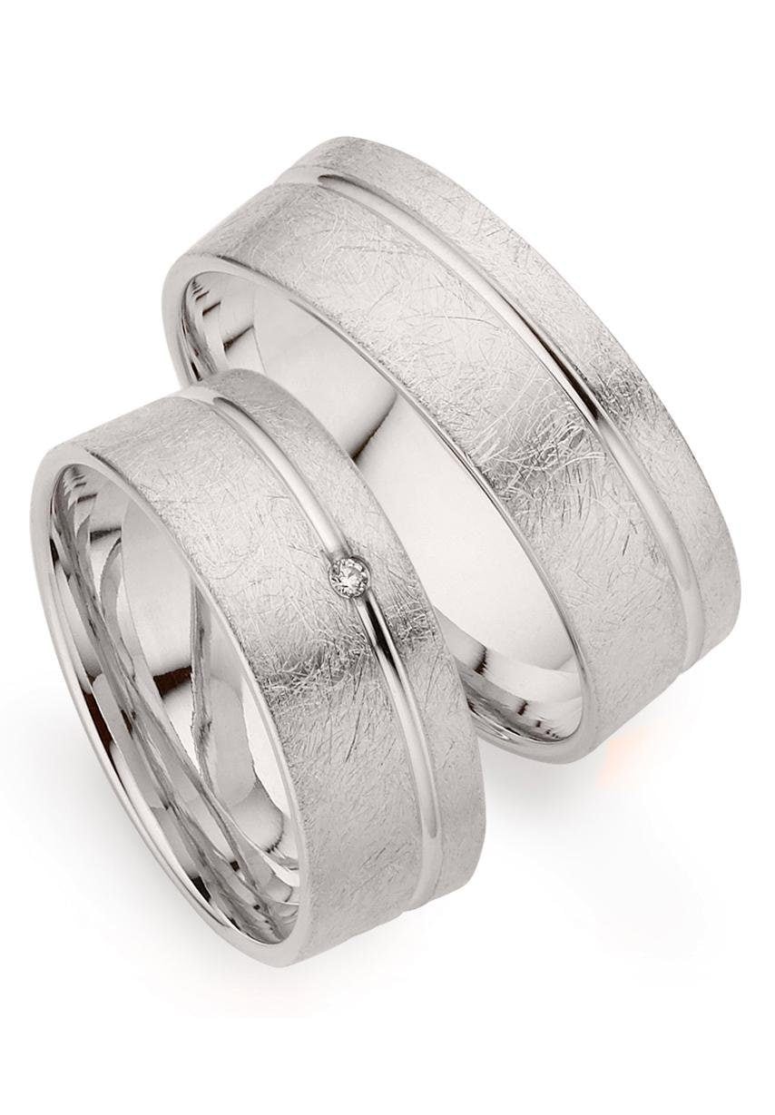 Trauring PHÖNIX "Schmuck Geschenk Gold 333 Trauring Ehering LIEBE versch. Varianten" Gr. 53, weiß (weißgoldfarben), Fingerringe, 53, ohne Brillant, Weißgold 333, 7mm, Made in Germany, wahlweise mit oder ohne Brillant Image