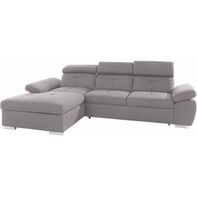 Ecksofa EXXPO - SOFA FASHION "Spring, super bequem, mit Armteil- und Kopfteilfunktion, OTTOs Choice", silber, B:284cm H:81cm T:181cm, Luxus-Microfaser (100% Polyester), Struktur (100% Polyester), NaturLEDER (echtes Rindsleder) in Sitz und Rücken.... Image