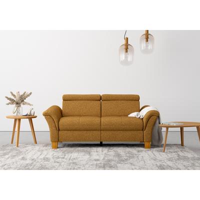 2,5-Sitzer HOME AFFAIRE "Lindgren", gelb (mustard), B:185cm H:84cm T:93cm, 100% Polyester, Sofas, wahlweise mit TV-Funktion, links oder beidseitig, Kopfteilverstellung Image
