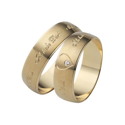 Trauring FIRETTI "Schmuck Geschenk Gold 375 Hochzeit Ehering Trauring "Ich liebe Dich" Gr. 16,5, gold (gelbgoldfarben), Fingerringe, 16,5, 0,01 ct SI = kleine Einschlüsse mit Brillant, Gelbgold 585, 6mm, Made in Germany, wahlweise mit oder ohne... Image