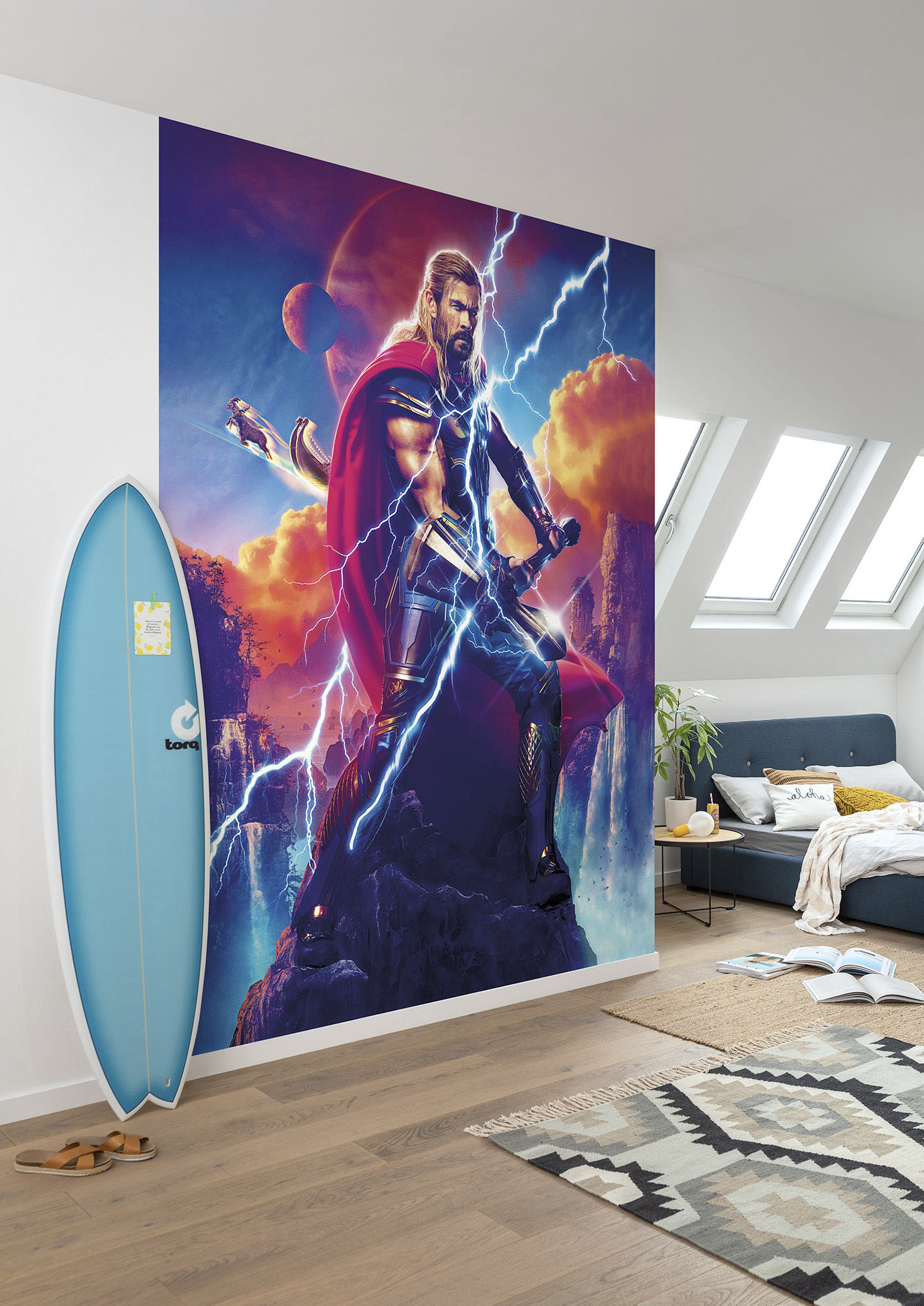 Fototapete KOMAR "Digitaldruck Vlies - Love and Thunder Adventure - Größe 200 x 250 cm", bunt (bunt, dimensionsstabil, formstabil, geruchsneutral), Rollen:, Vlies, Tapeten, Kinderzimmer