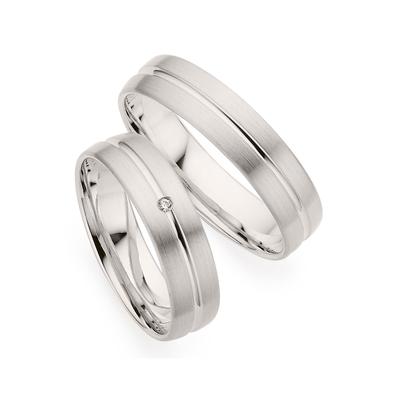 Trauring PHÖNIX "Schmuck Geschenk Silber 925 Trauring Ehering LIEBE versch. Varianten" Gr. 50, silber (silberfarben), Fingerringe, Damen, 50, 0,01 ct SI = kleine Einschlüsse mit Brillant, Silber 925 (Sterlingsilber), 5mm, Made in Germany - wahlweise... Image