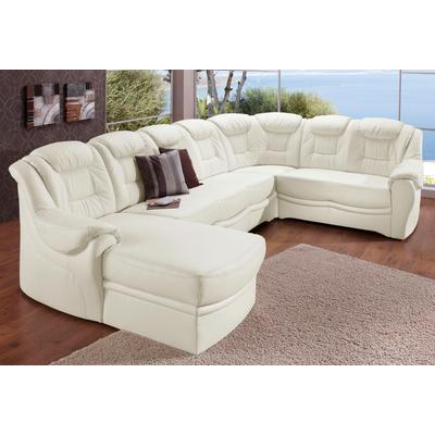 Wohnlandschaft SIT & MORE "Bellevue U-Form", weiß (altweiß), B:327cm H:94cm T:217cm, PRIMABELLE-Microfaser (100% Polyester), SOFTLUX-Kunstleder, NaturLEDER (echtes Rindsleder), Sofas, wahlweise mit Bettfunktion Image