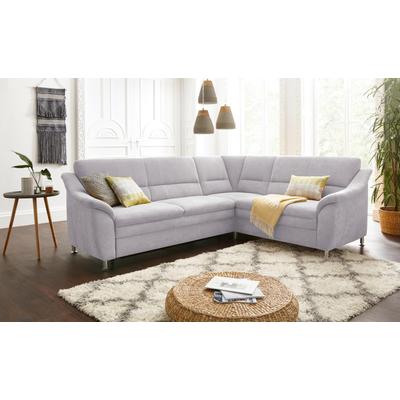 Ecksofa SIT & MORE "Cardoso L-Form", silber, B:249cm H:90cm T:209cm, Flachgewebe (100% Polyester), Struktur (100% Polyester), Luxus-Microfaser (90% Polyester, 10% Polyamid), Sofas, mit Federkern, wahlweise mit Bettfunktion und Schubkasten Image