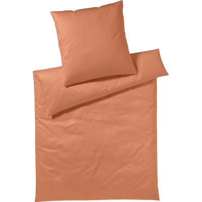 Bettwäsche YES FOR BED "Pure & Simple Uni in Gr. 135x200, 155x220 oder 200x200 cm", orange (koralle), B/L: 135cm x 200cm, , Mako-Satin, B/L: 80cm x 80cm, Mako-Satin, Obermaterial: 100% Baumwolle, Bettwäsche, Bettwäsche aus Baumwolle, zeitlose... Image