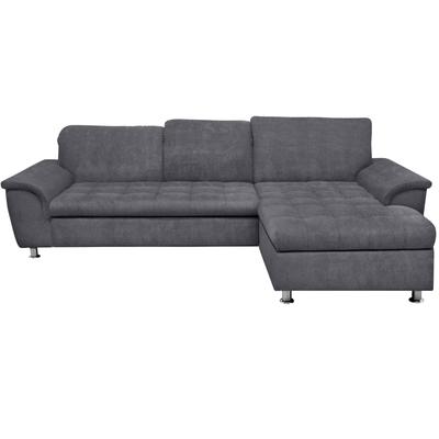 Ecksofa DOMO COLLECTION "Franzi Steppung im Sitzbereich B7T/H: 278/162/80 cm, L-Form", grau (dunkelgrau), B:278cm H:80cm T:171cm, Flachgewebe (100% Polyester), Chenille (100% Polyester), Sofas, ohne Funktion, Flachgewebe, grau Image