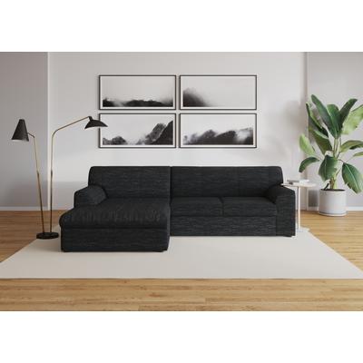 Ecksofa DOMO COLLECTION "Topper, elegant und zeitlos, kompaktes Stellmaß 245/155cm, L-Form", grau (anthrazit, gr), B:245cm T:155cm, Sofas, mit Recamiere, wahlweise mit Schlaffunktion Image