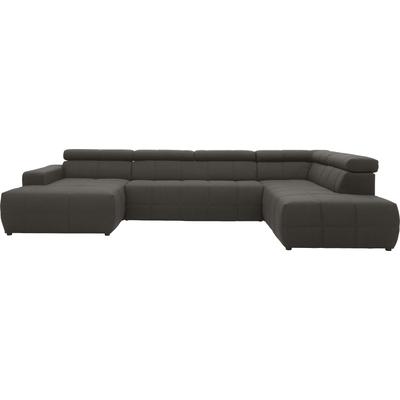 Wohnlandschaft DOMO COLLECTION "Brandon, whlw. mit Sitztiefenverstellung, inkl. Nierenkissen", braun (dunkelbraun), B:359cm H:80cm T:228cm, Kunstleder SOFTLUX, Luxus-Microfaser in Antikleder-Optik (100% Polyester), Luxus-Microfaser (100% Polyester),... Image