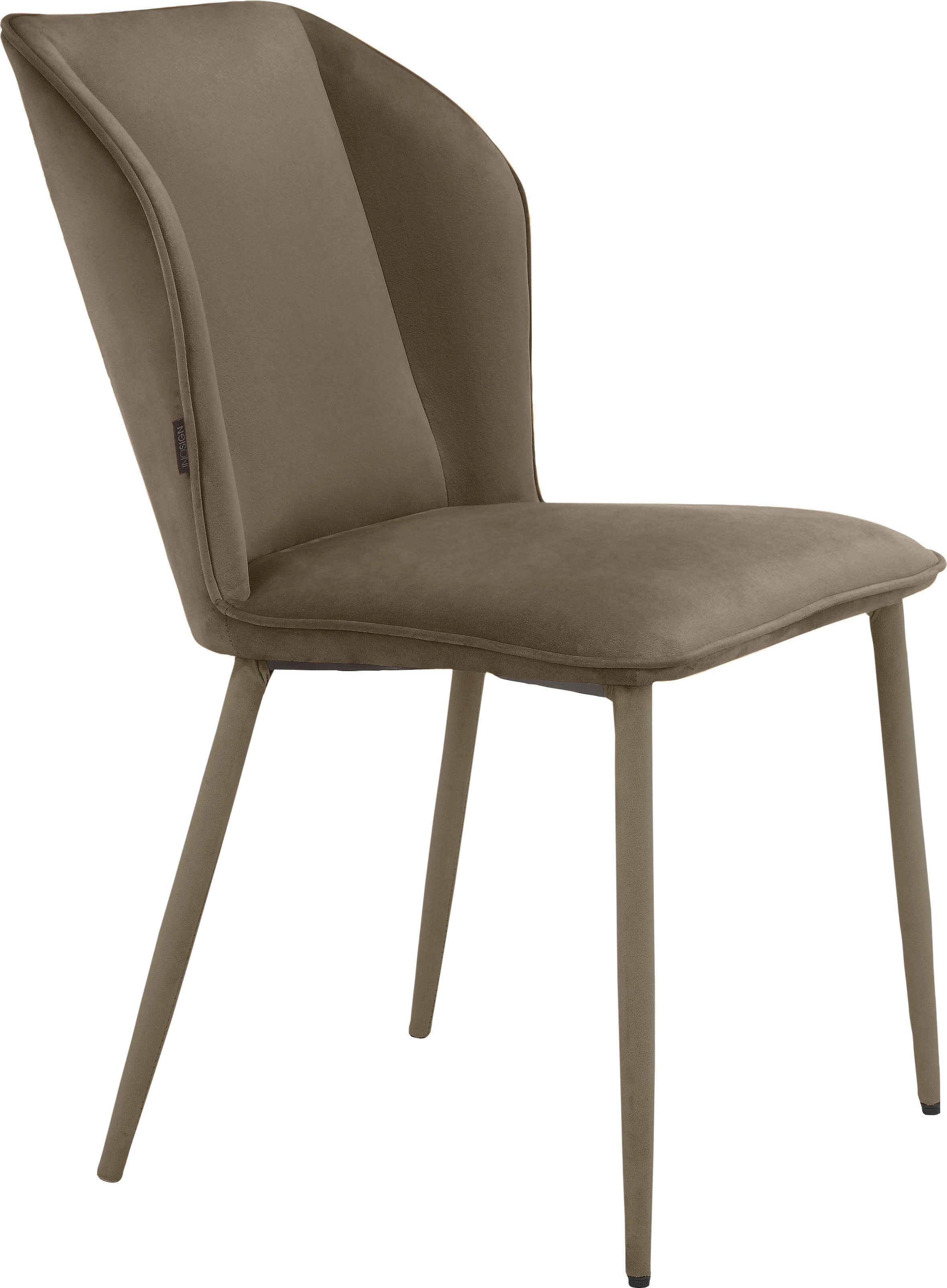 Esszimmerstuhl INOSIGN "Koa", braun (hellbraun), B:47cm H:87cm T:61cm, Stoff, Stühle, in Velourstoff, mit Sitz und Rücken gepolstert, Sitzhöhe 49 cm