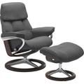Hocker STRESSLESS "Ruby", grau (grau batick), B:53cm H:41cm T:39cm, Leder BATICK: durchgefärbtes und genarbtes Möbelleder, Leder PALOMA: durchgefärbtes Semianilin-Möbelleder, Hocker, mit Signature Base, Gestell Eiche, Wenge, Braun & Schwarz