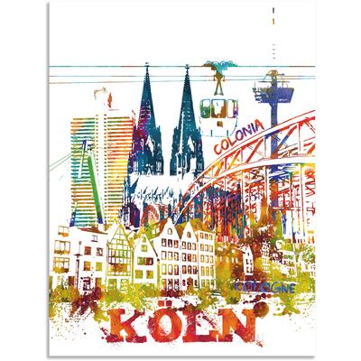 Leinwandbild ARTLAND "Köln Dom Grafik", bunt (farbe bild(er): bunt), B:90cm H:120cm T:1cm, Alu Dibond, Bilder, auf Keilrahmen gespannt Image