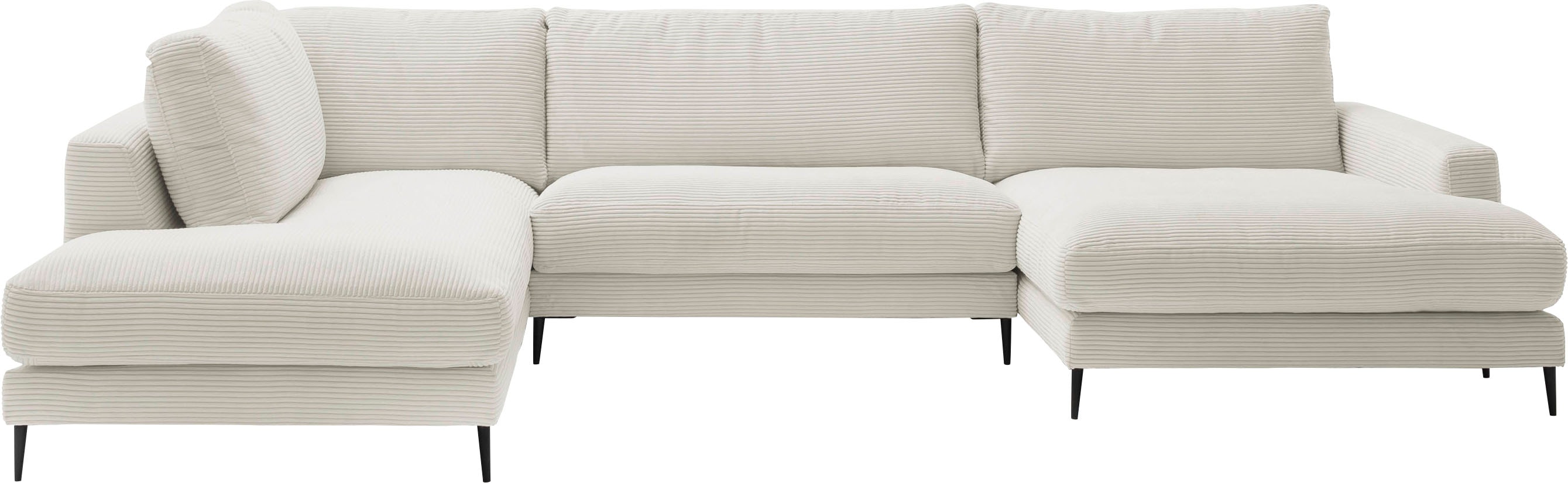 Wohnlandschaft INOSIGN "Downtown XXL B/T/H: 341/223/84 cm Loungemöbel zum Relaxen", grau (hellgrau), B:341cm H:84cm T:223cm, 88% Polyester, 12% Polyacryl, Sofas, weicher Sitzkomfort, Cord-Bezug, weicher Sitzkomfort U-Form