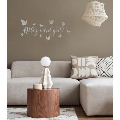 Wandtattoo HOME AFFAIRE "Alles wird gut - Schmetterlinge", silber, B:60cm, Wandtattoos, Wandaufkleber, selbstklebend, rückstandslos abziehbar Image