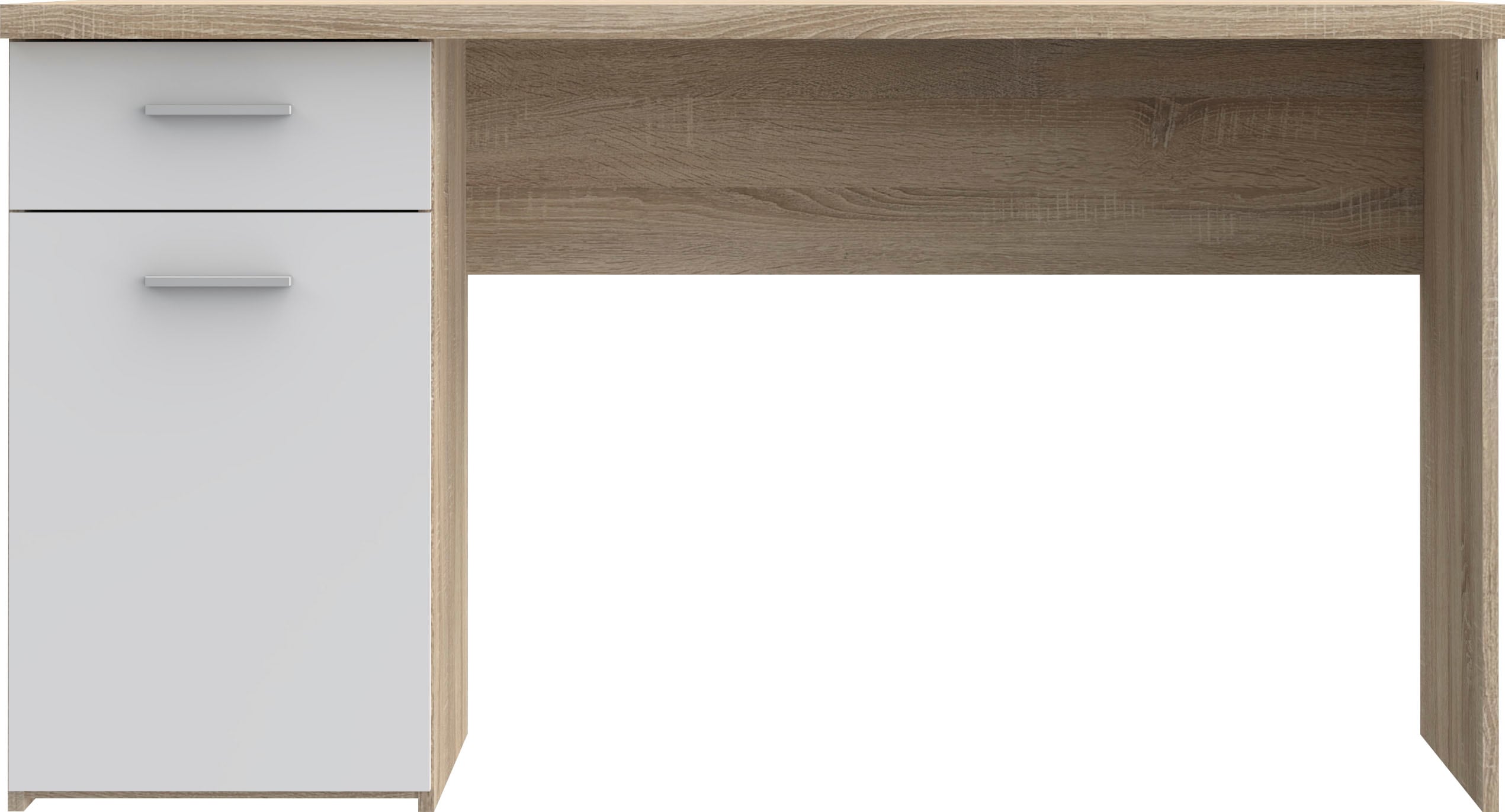 Schreibtisch FORTE "Tempra", weiß (sonoma eiche, weiß, stauraum, sonoma eiche, sonoma eiche), B:140cm H:76,5cm T:60cm, Tische