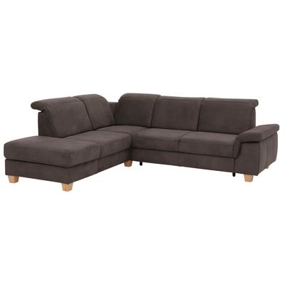 Ecksofa HOME AFFAIRE "Dalia L-Form", braun (mocca), B:256cm H:83cm T:221cm, Luxus-Microfaser Florence (100% Polyester), Luxus-Microfaser weich (90% Polyester, 10% Polyamid), Webstoff (100% Polyester), Sofas, mit Federkernpolsterung, wahlweise mit... Image