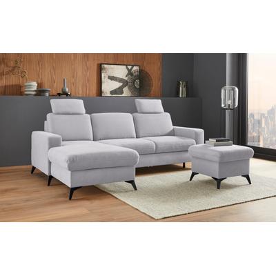 Ecksofa PLACES OF STYLE "Lolland L-Form", silber, B:250cm H:88cm T:162cm, Struktur imprägniert - feucht abwischbar (100% Polyester), Struktur Flausch (90% Polyester, 10% Polyamid), Luxus-Microfaser ALTARA NUBUCK (100% Polyester), Sofas, Wahlweise... Image