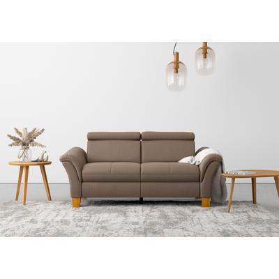2,5-Sitzer HOME AFFAIRE "Lindgren", braun (nuss), B:185cm H:84cm T:93cm, 100% Polyester, Sofas, wahlweise mit TV-Funktion, links oder beidseitig, Kopfteilverstellung Image