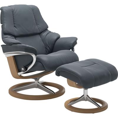 Relaxsessel STRESSLESS "Reno", blau (atlantic blau batick), B:92cm H:100cm T:80cm, Leder BATICK: BATICK ist ein leicht korrigiertes, durchgefärbtes und genarbtes Möbelleder, bei dem die meisten Unebenheiten und Spuren in der Regel entfernt wurden.,... Image