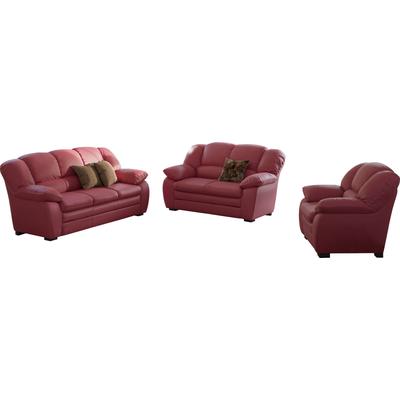 Polstergarnitur COTTA "Casino, Sofa Set, 3-2-1 Sitzer, Wohnzimmer Garnitur", rot, H:88cm T:92cm, FSC-zertifizierter Holzwerkstoff, Sitzmöbel-Sets, Sessel, 2-Sitzer, 2,5-Sitzer, hohe Rückenlehne Image