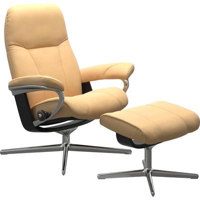 Relaxsessel STRESSLESS "Consul", gelb, B:82cm H:102cm T:72cm, Sessel, mit Cross Base, Größe S, M & L, Holzakzent Schwarz Image