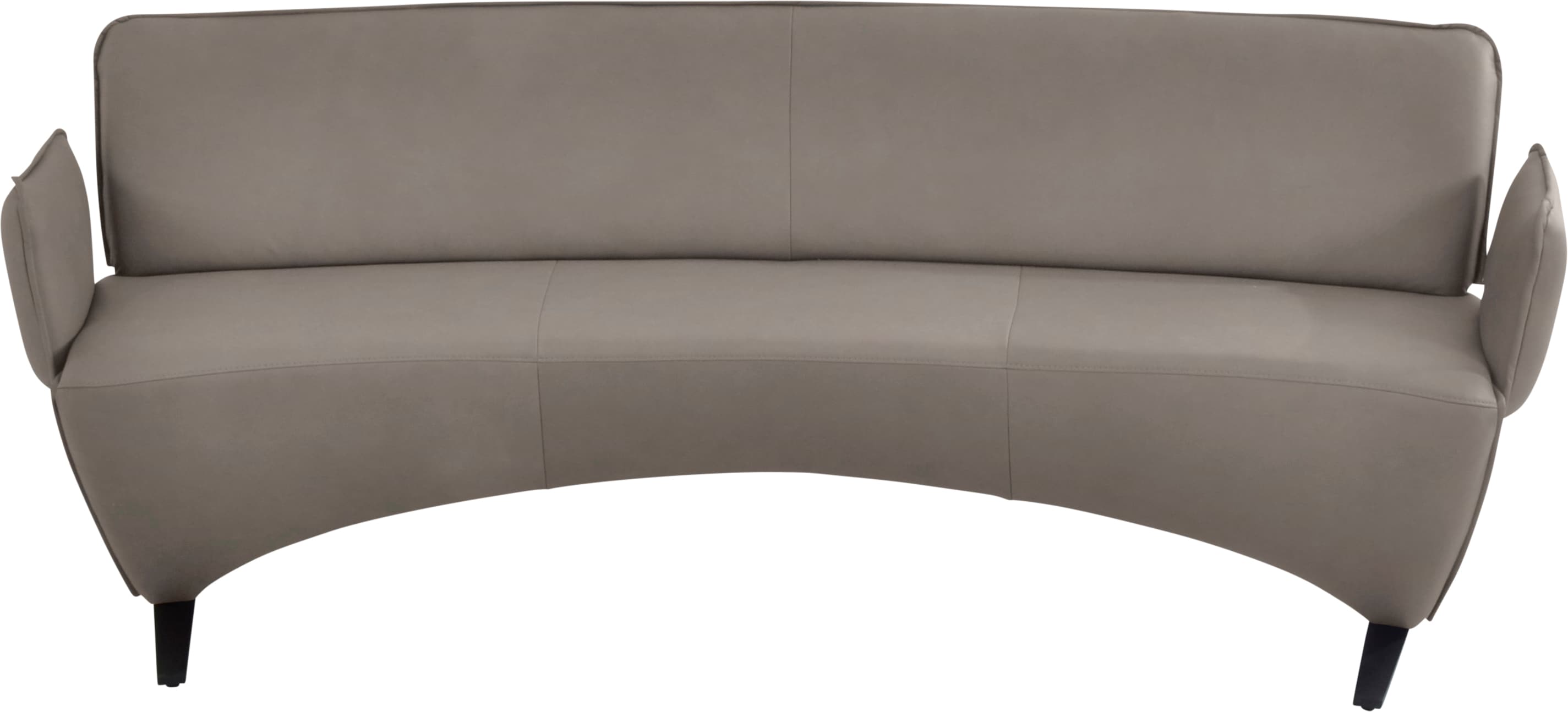 Polsterbank K+W KOMFORT & WOHNEN, grau (stahl), B:216cm H:87cm T:66cm, Sitzbänke, Polsterbank, Leicht abgerundete Segmentbank im hochwertigen Leder, mit Armlehnen