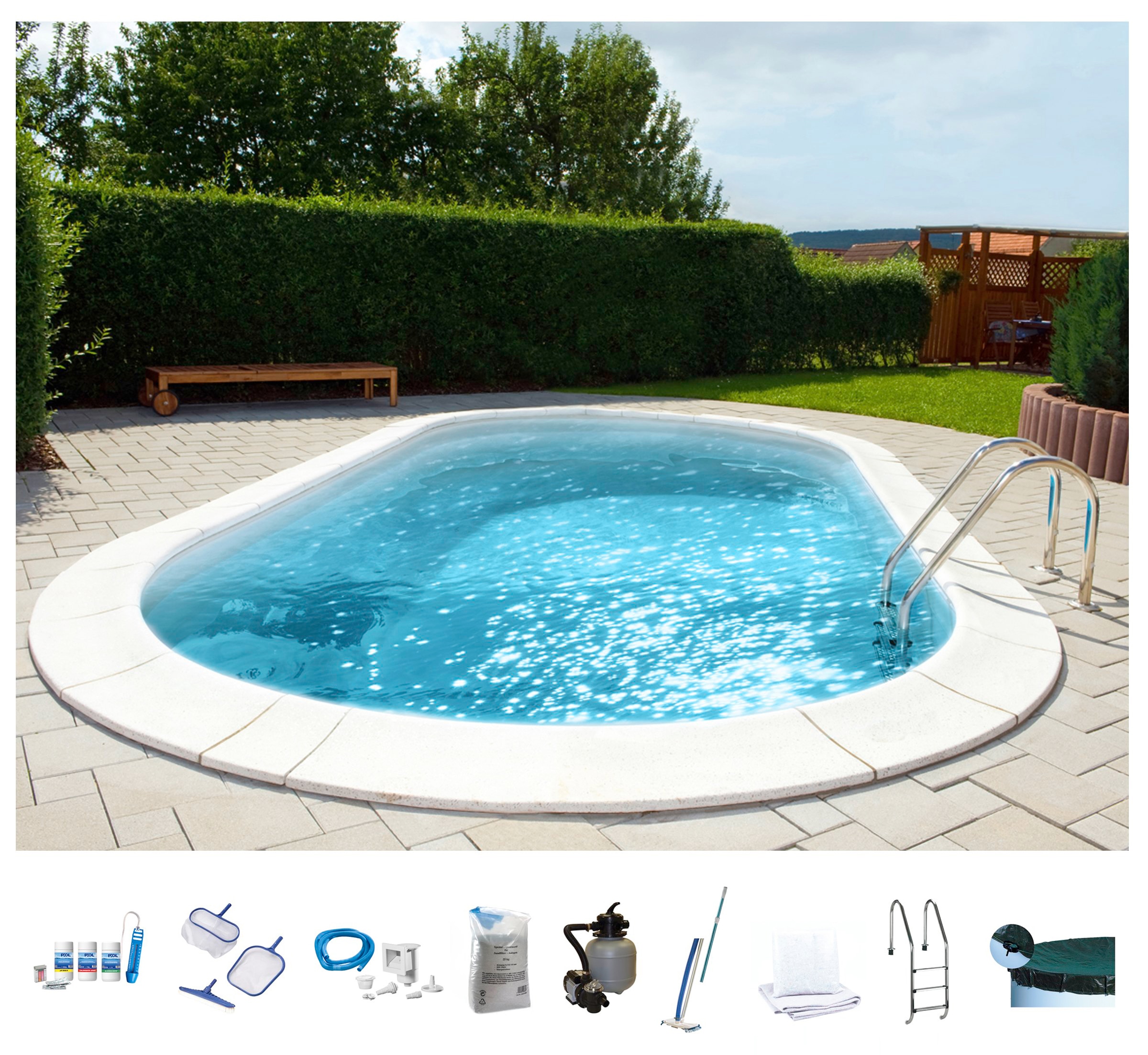 Ovalpool MY POOL BWT "PREMIUM mit sandfarbener Innenfolie", beige (weiß, sand), B:360cm H:120cm L:623cm, Schwimmbecken, Höhe 120 cm, in verschiedenen Größen Image