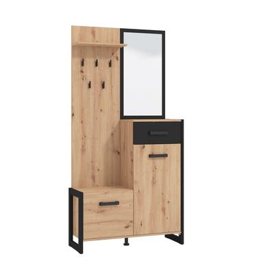 Garderoben-Set INOSIGN "Oleron Kompaktgarderobe, Flurgarderobe, Dielenschrank", braun (artisan eiche), B:94,5cm H:191cm T:33,5cm, Spanplatte, MDF, Kastenmöbel-Sets, Schrank, Schuhschrank, Wandschrank, in modernen Farben Image