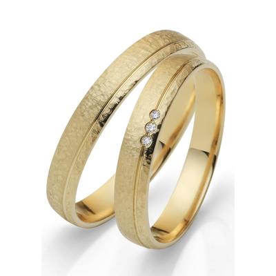 Trauring FIRETTI "Schmuck Geschenk Gold 750 Hochzeit Ehering "LIEBE" Gr. 60, gold (gelbgoldfarben), Fingerringe, 60, 0,015 ct SI = kleine Einschlüsse mit Brillanten, Gelbgold 585, 3,5mm, Made in Germany, wahlweise mit oder ohne Brillanten Image