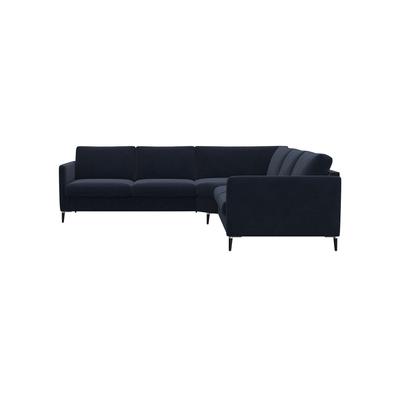 Ecksofa FLEXLUX "Fiore, L-Form, bequem und komfortabel durch hochwertigem Sitzaufbau", blau (royal blau), B:249cm H:85cm T:92cm, 100% Polyester, Sofas, schmale Armlehnen, Kaltschaum, Füße Alu+schwarz Image