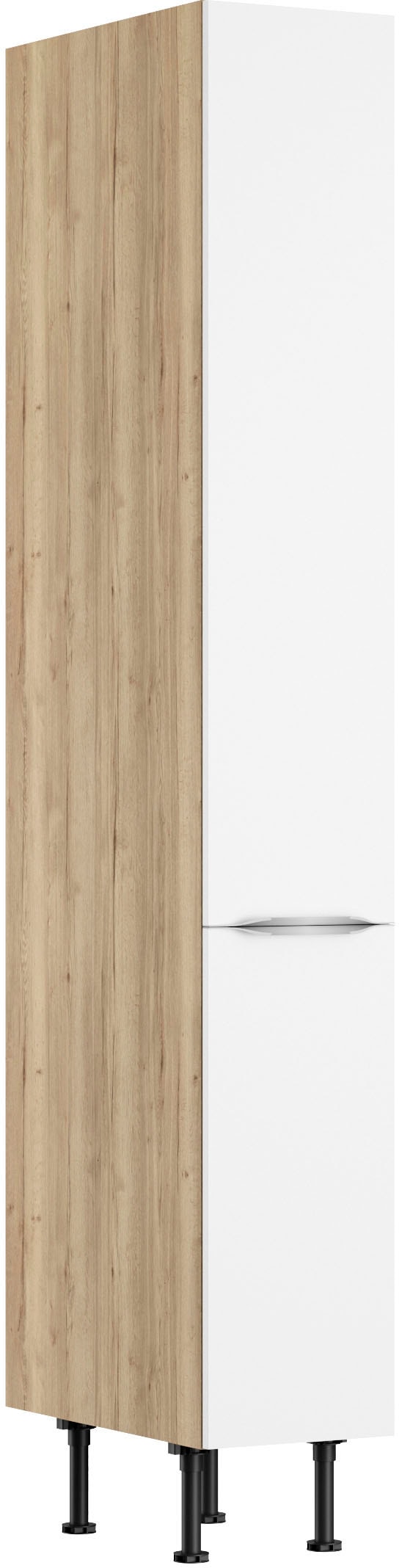 Apothekerschrank KOCHSTATION "KS-Aken", weiß (weiß, wildeiche nachbildung), B:30cm H:211,8cm T:58,4cm, Schränke, Apothekerschrank