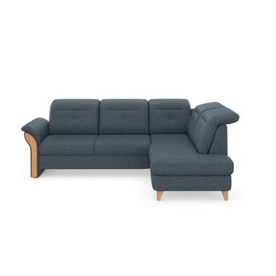 Ecksofa HOME AFFAIRE "Dangast L-Form", blau (blaugrau), B:269cm H:92cm T:200cm, Luxus-Microfaser Euphora 100% Polyester, , Easy Care: 98% Polyester, 2% Polyamid, Luxus-Microfaser Lederoptik: 100% Polyester, Sofas, Kopfteilverstellung, wahlweise mit... Image
