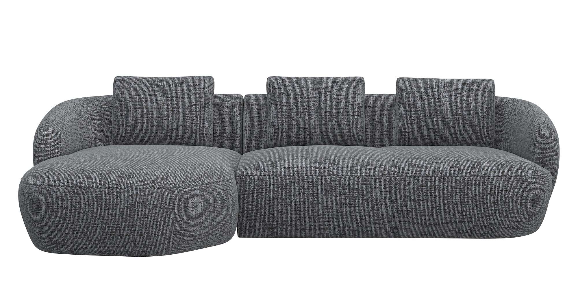 Wohnlandschaft FLEXLUX "Torino, rund, L-Form, Sofa-Ecke mit Recamiere, Longchair-Sofa", grau (forrest grau), B:276cm H:85cm T:146cm, Sofas, Wohnlandschaft, Modernes, organisches Sofa-Design, Kaltschaum, Wellenunterfederung