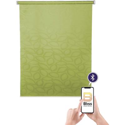 Elektrisches Rollo SUNLINES "Akkurollo Curves appgesteuert, blickdicht, Sunlines, weißer Fallstab", grün, B:150cm H:220cm, Polyester, Metall, Kunststoff, Rollos, appgesteuert via Bluetooth Image